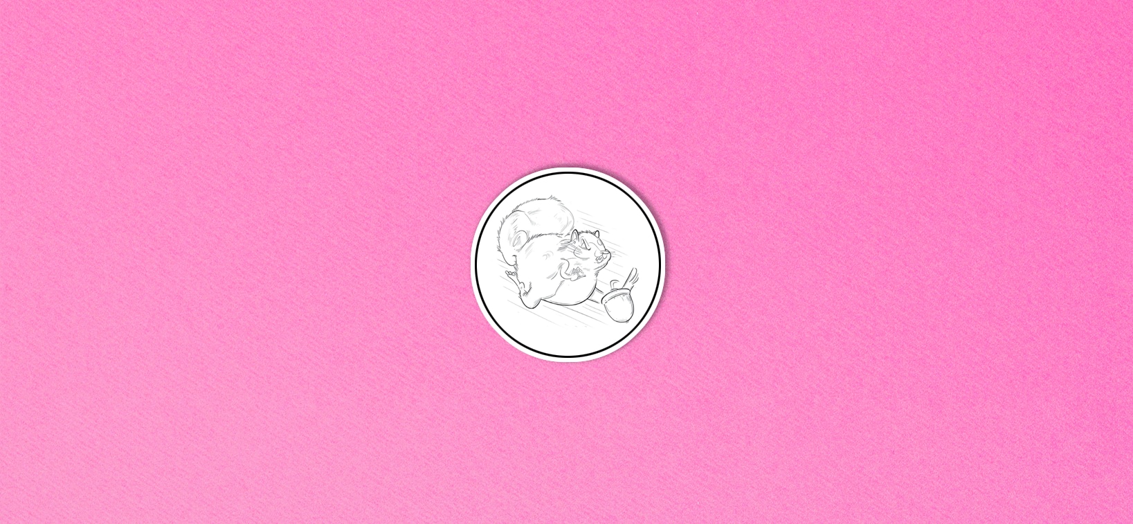 Cut-out of full-body illustration by Roberto Millan of gay squirrel and Squeers protagonist Artel on pink paper background.