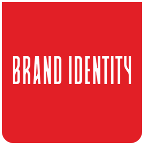 Brand Identity home page portfolio menu tile in white.