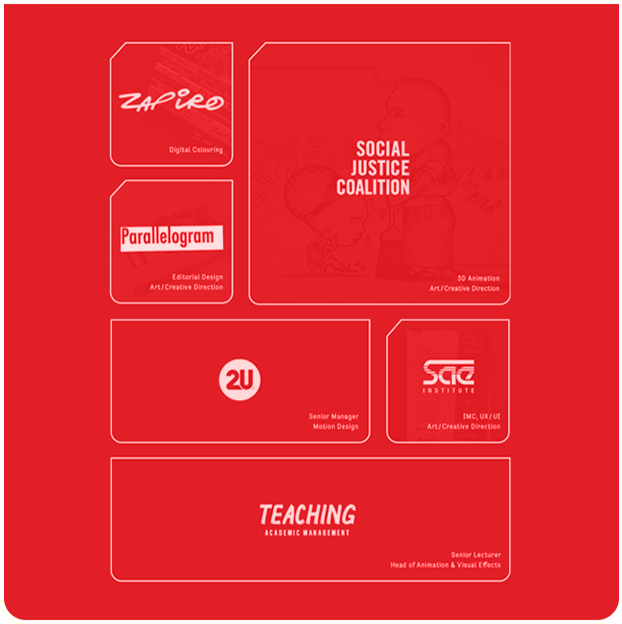 millan.tv website home page portfolio menu hover tile in white.